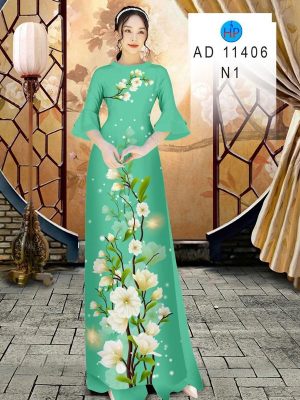 Vải Áo Dài Hoa In 3D AD 11406 25